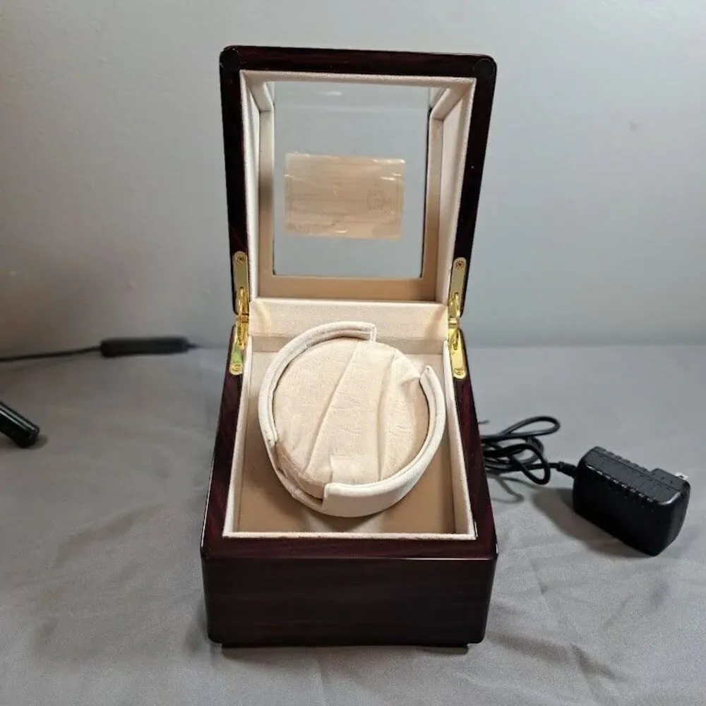 CHIYODA Dark Wood Single Watch Winder Perpetual Quiet Automatic Video example!